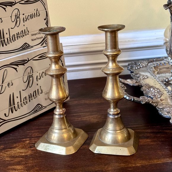 19th Century Brass Candlesticks - Picture 14 of 15